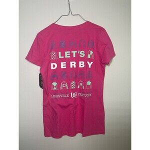 Official Kentucky Derby T-Shirt Pink Women’s Let's Derby Short Sleeve Size Small
